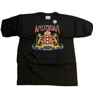NWT Vintage Amsterdam Holland Germany Souvenir Black T-Shirt sz XL